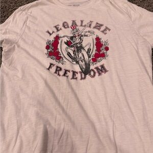 Lucky Brand White Tee with Red and Black Graphic